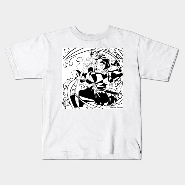 Tanjiro Kamado the demon slayer Kids T-Shirt by jorge_lebeau